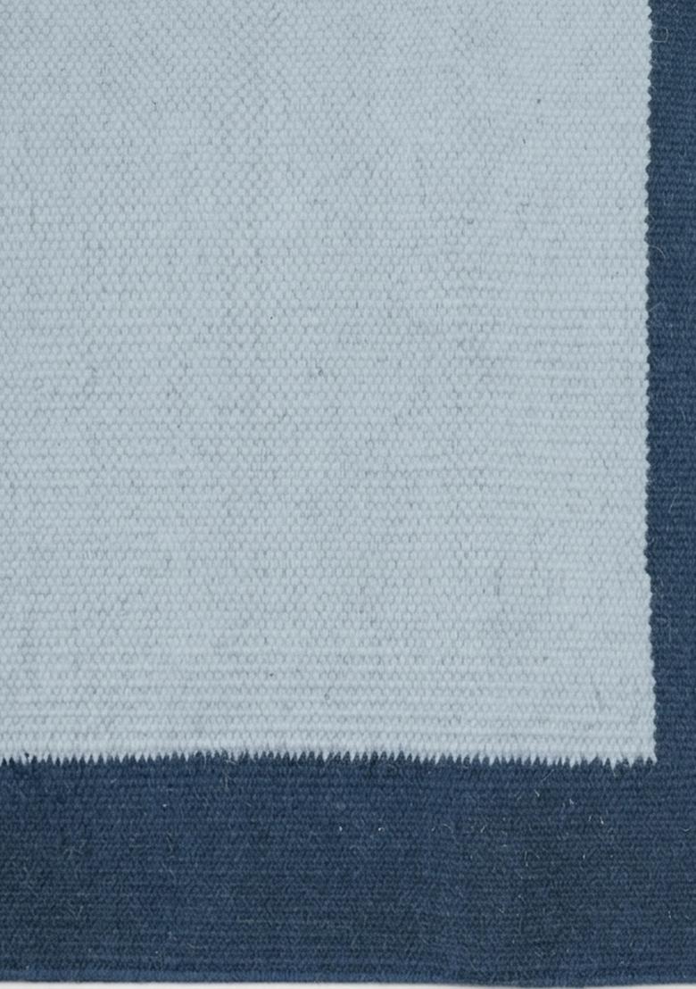 Saffron Rugs Flat Woven Light Blue Geometric Coastal Rectangular Wool Area Rug - Indya