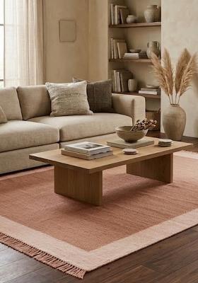 Saffron Rugs Flat Woven Terracotta Solid Bohemian Rectangular Wool Area Rug