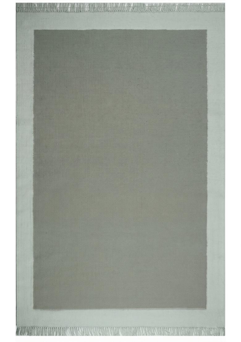 Saffron Rugs Flat Woven Sage Green Solid Bohemian Rectangular Wool Area Rug - Indya