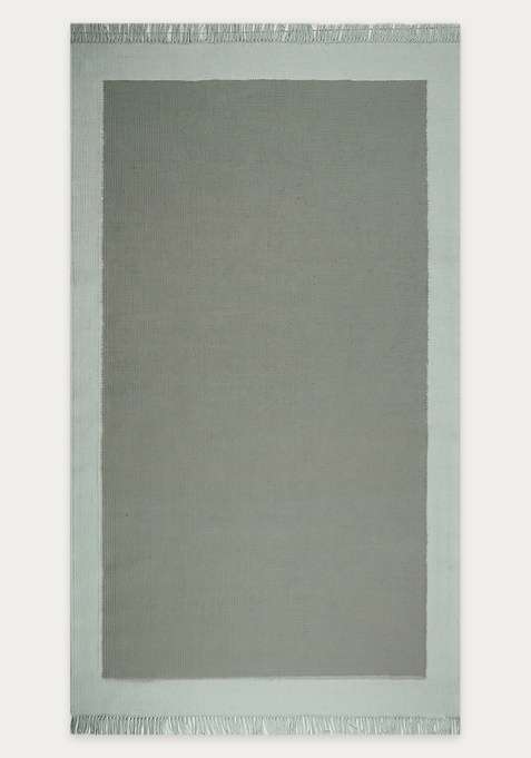 100% Wool Handmade Sage Green Rug | Bohemian Solid Flat Weave Reversible Carpet For Living Room