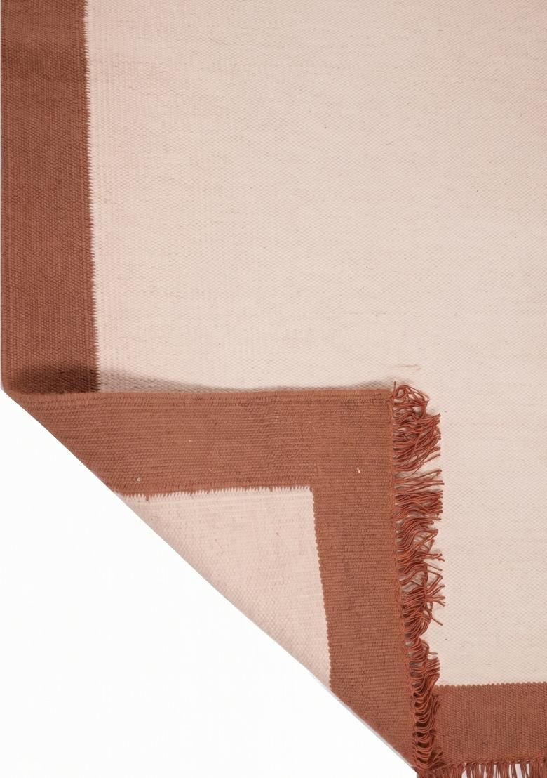 Saffron Rugs Flat Woven Blush Pink Brown Geometric Minimalist Rectangular Wool Area Rug - Indya
