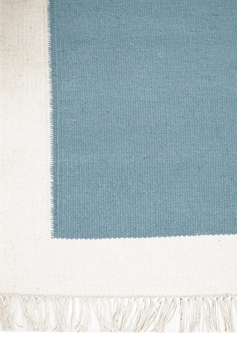 Saffron Rugs Flat Woven Light Blue Solid Coastal Rectangular Wool Area Rug - Indya