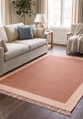 Saffron Rugs Flat Woven Terracotta Solid Coastal Rectangular Wool Area Rug