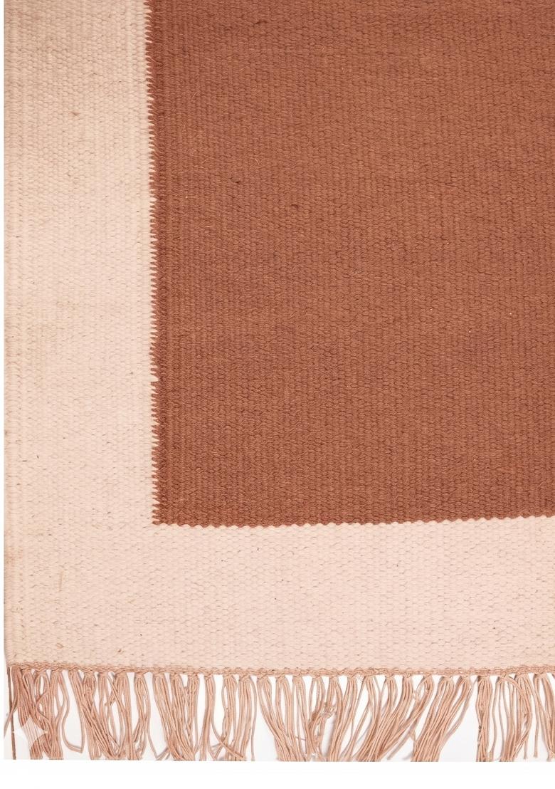 Saffron Rugs Flat Woven Terracotta Solid Coastal Rectangular Wool Area Rug - Indya