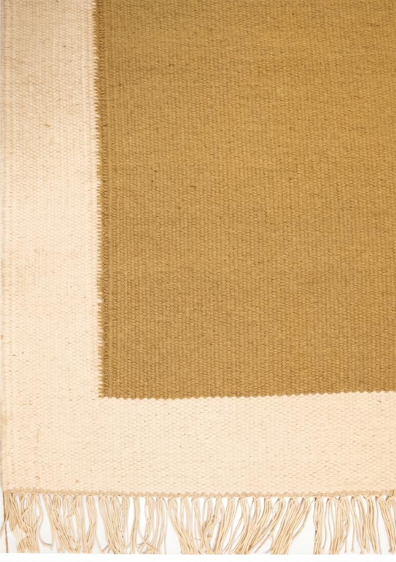 Saffron Rugs Flat Woven Mustard Yellow Solid Coastal Rectangular Wool Area Rug - Indya