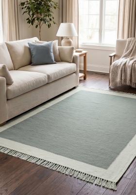 Saffron Rugs Flat Woven Sage Green Solid Coastal Rectangular Wool Area Rug