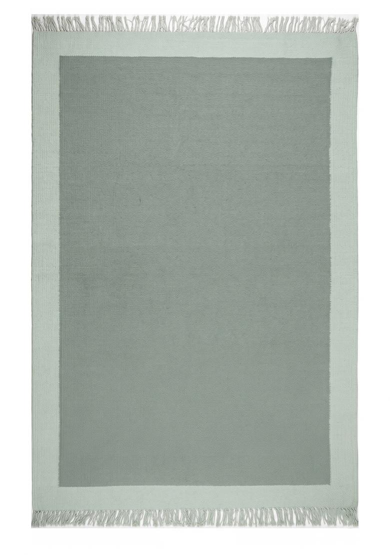 Saffron Rugs Flat Woven Sage Green Solid Coastal Rectangular Wool Area Rug - Indya