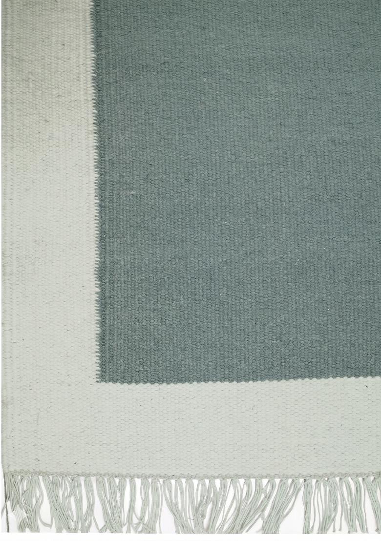 Saffron Rugs Flat Woven Sage Green Solid Coastal Rectangular Wool Area Rug - Indya