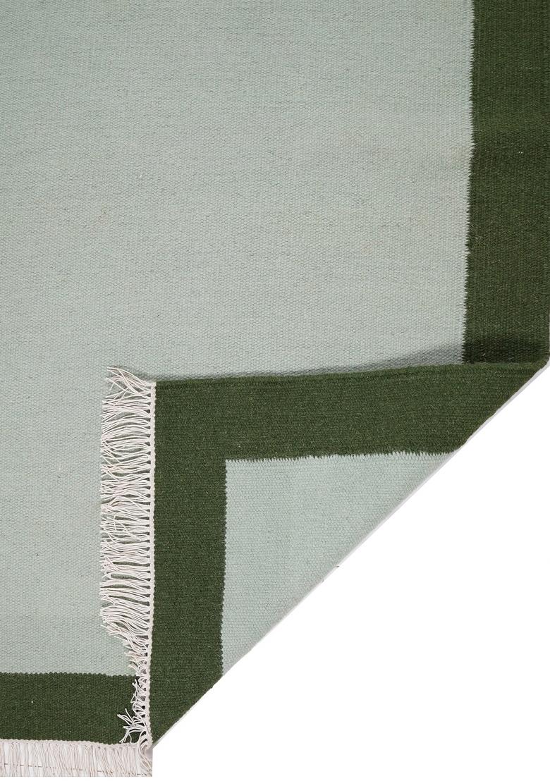 Saffron Rugs Flat Woven Green Geometric Contemporary Rectangular Wool Area Rug - Indya