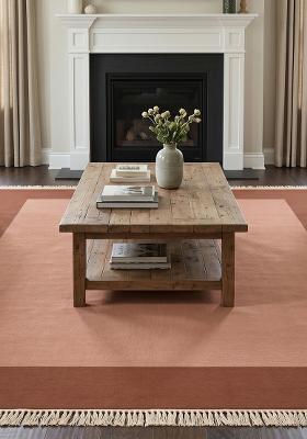 Saffron Rugs Flat Woven Terracotta Rust Geometric Contemporary Rectangular Wool Area Rug