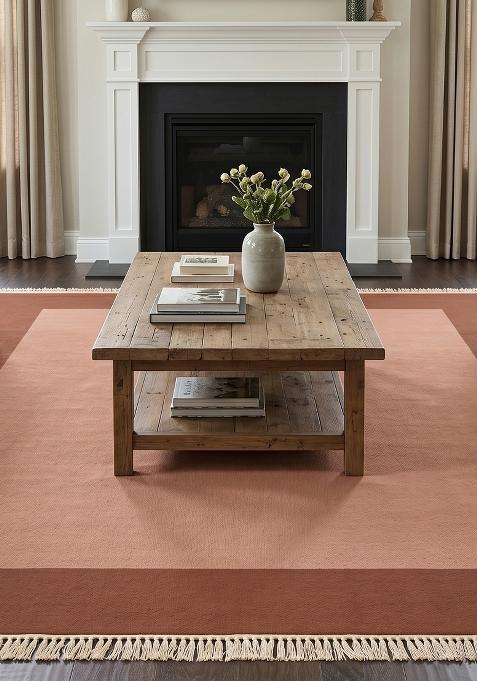 Saffron Rugs Flat Woven Terracotta Rust Geometric Contemporary Rectangular Wool Area Rug