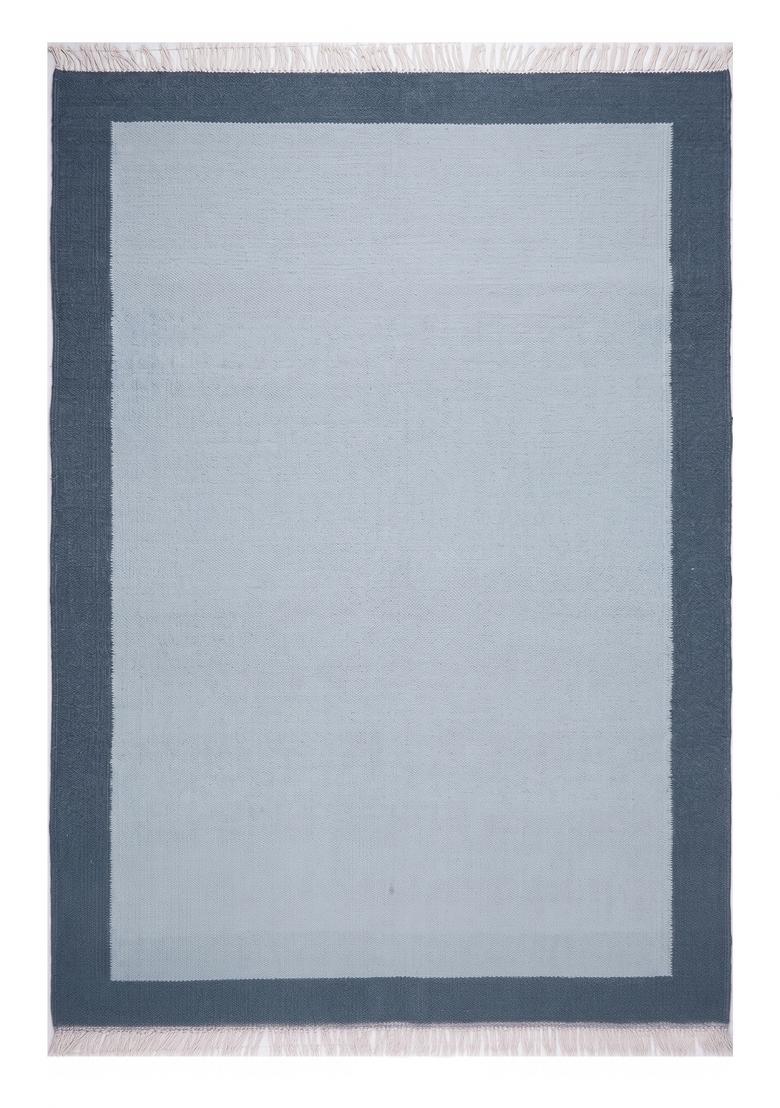 Saffron Rugs Flat Woven Light Blue Geometric Contemporary Rectangular Wool Area Rug - Indya