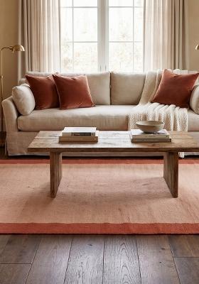 Saffron Rugs Flat Woven Peach Terracotta Geometric Casual Rectangular Wool Area Rug