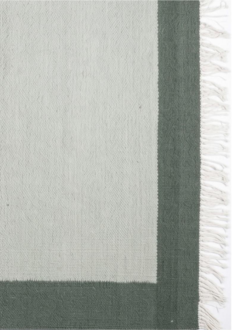 Saffron Rugs Flat Woven Sage Green Ivory Geometric Contemporary Rectangular Wool Area Rug - Indya