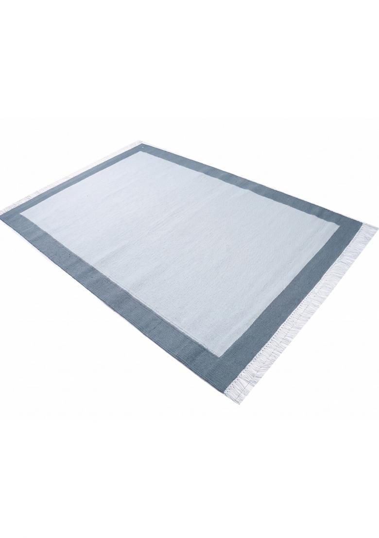 Saffron Rugs Flat Woven Light Blue Grey Geometric Contemporary Rectangular Wool Area Rug - Indya