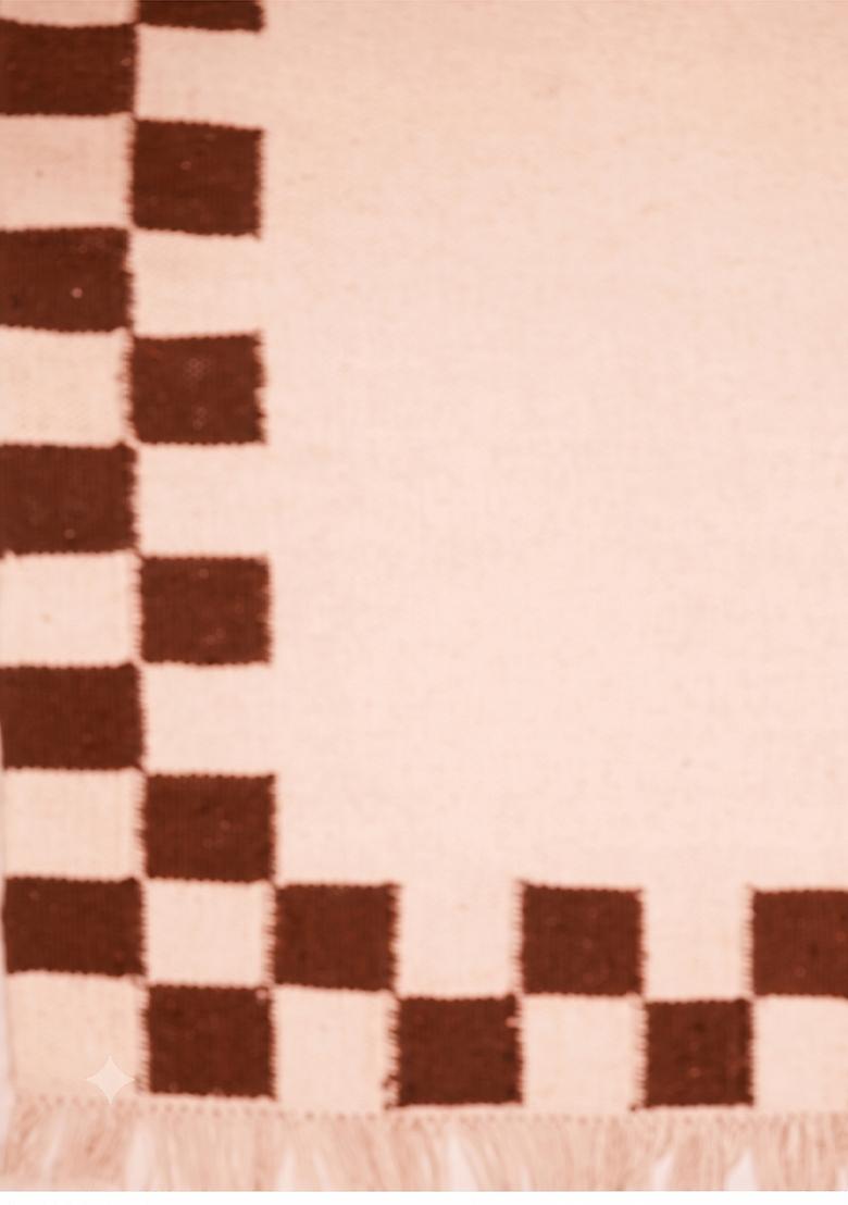 Saffron Rugs Flat Woven Terracotta Pink Checkered Contemporary Rectangular Wool Area Rug - Indya