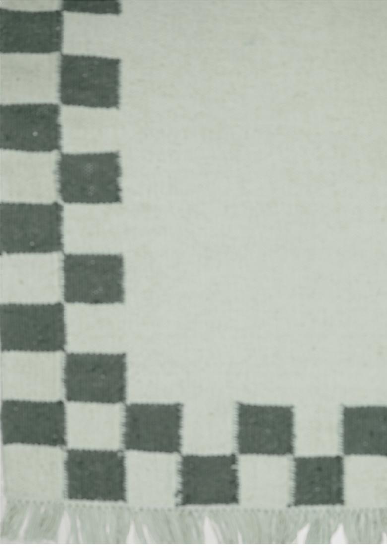Saffron Rugs Flat Woven Off-White Checkered Contemporary Rectangular Wool Area Rug - Indya