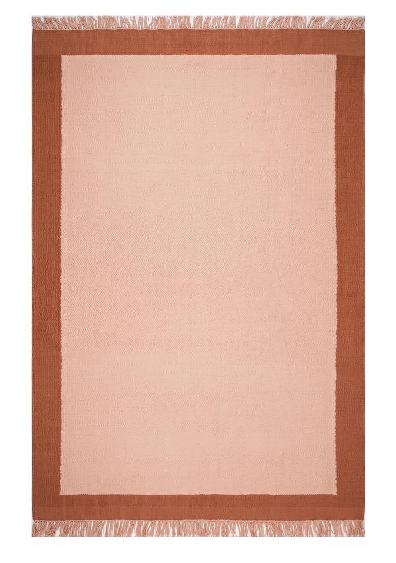 Saffron Rugs Flat Woven Blush Peach Solid Contemporary Rectangular Wool Area Rug - Indya