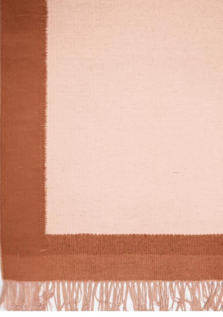 Saffron Rugs Flat Woven Blush Peach Solid Contemporary Rectangular Wool Area Rug - Indya
