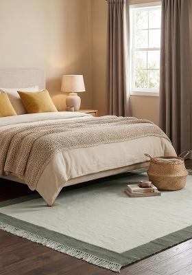 Saffron Rugs Flat Woven Sage Green Solid Contemporary Rectangular Wool Area Rug