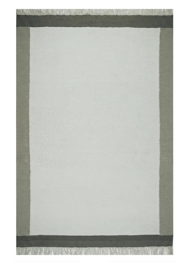 Saffron Rugs Flat Woven Sage Green Solid Contemporary Rectangular Wool Area Rug - Indya