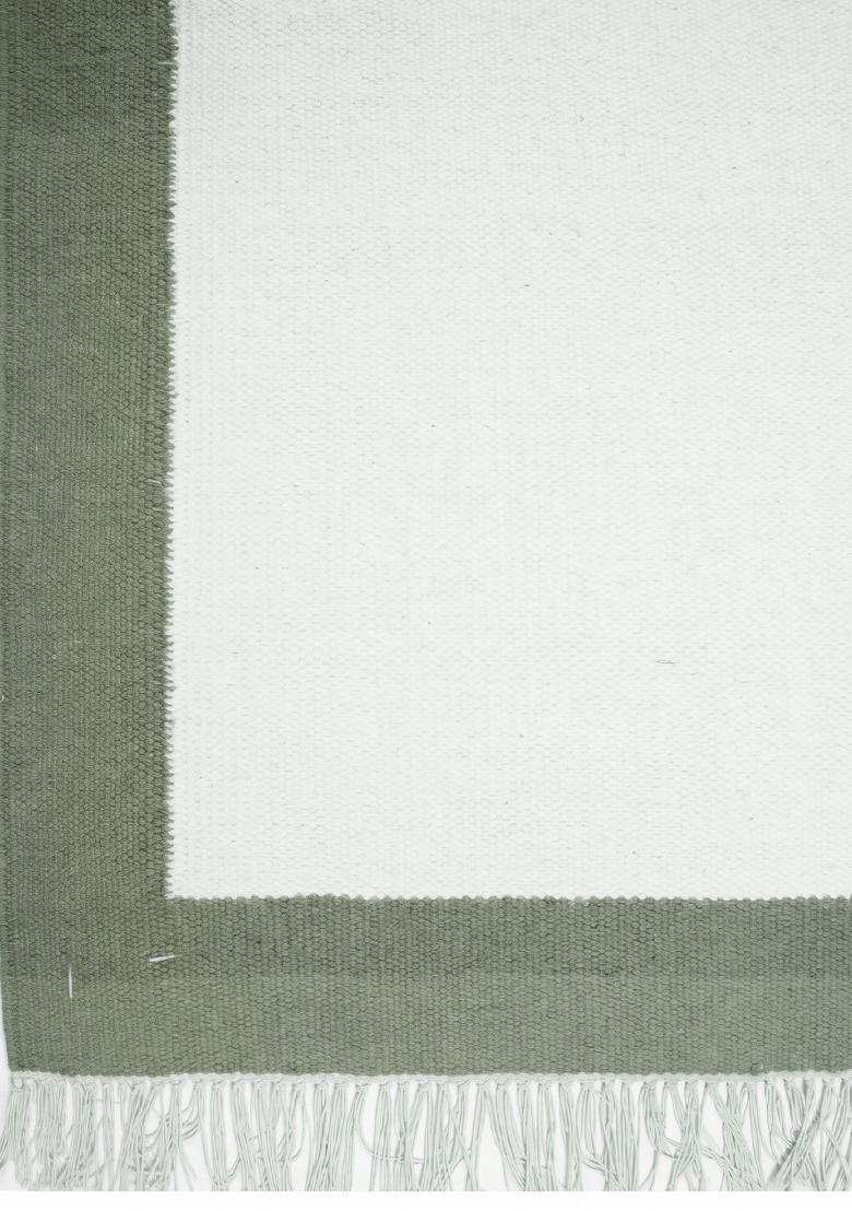Saffron Rugs Flat Woven Sage Green Solid Contemporary Rectangular Wool Area Rug - Indya