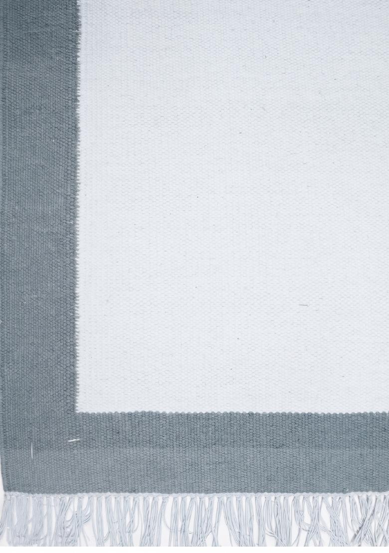 Saffron Rugs Flat Woven Steel Blue White Solid Contemporary Rectangular Wool Area Rug - Indya