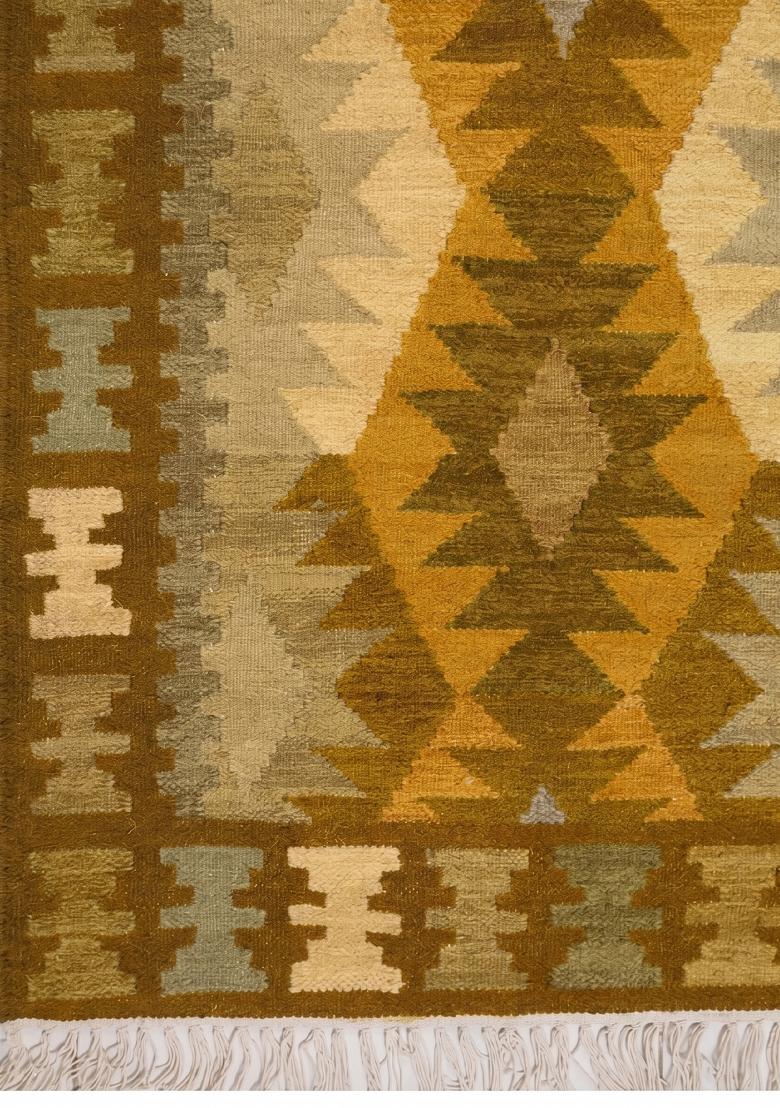 Saffron Rugs Flat Woven Mustard Yellow Geometric Bohemian Rectangular Wool Area Rug - Indya