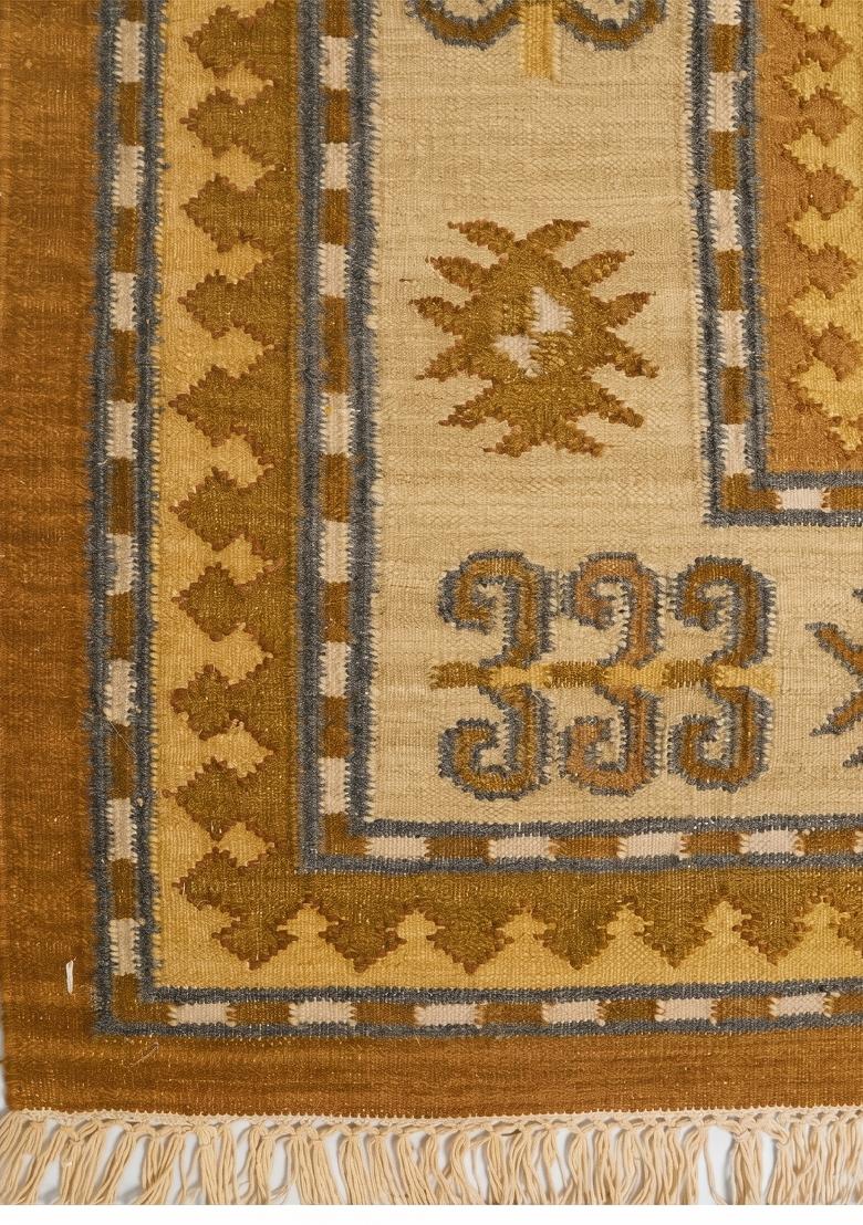 Saffron Rugs Flat Woven Mustard Gold Geometric Bohemian Rectangular Wool Area Rug - Indya