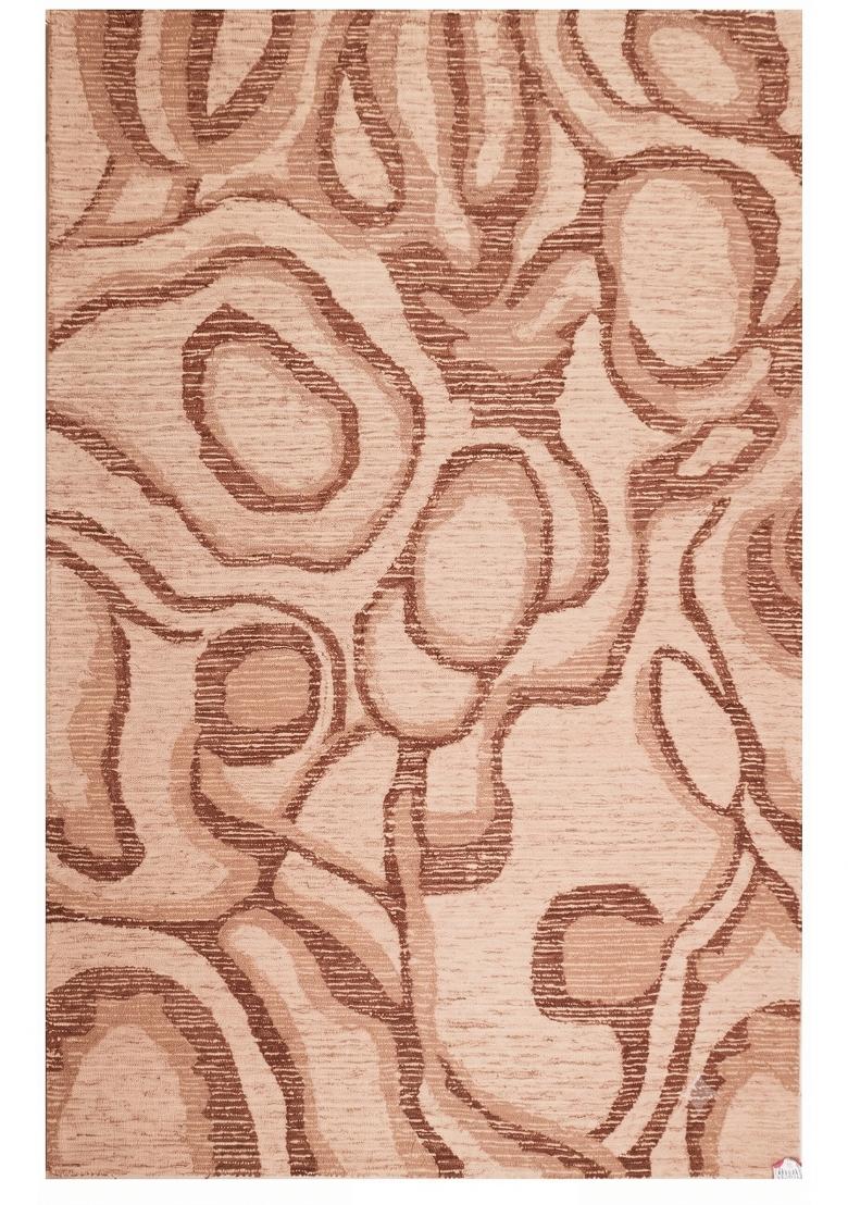 Saffron Rugs Hand Tufted Blush Pink Brown Swirls Contemporary Rectangular Wool Area Rug - Indya