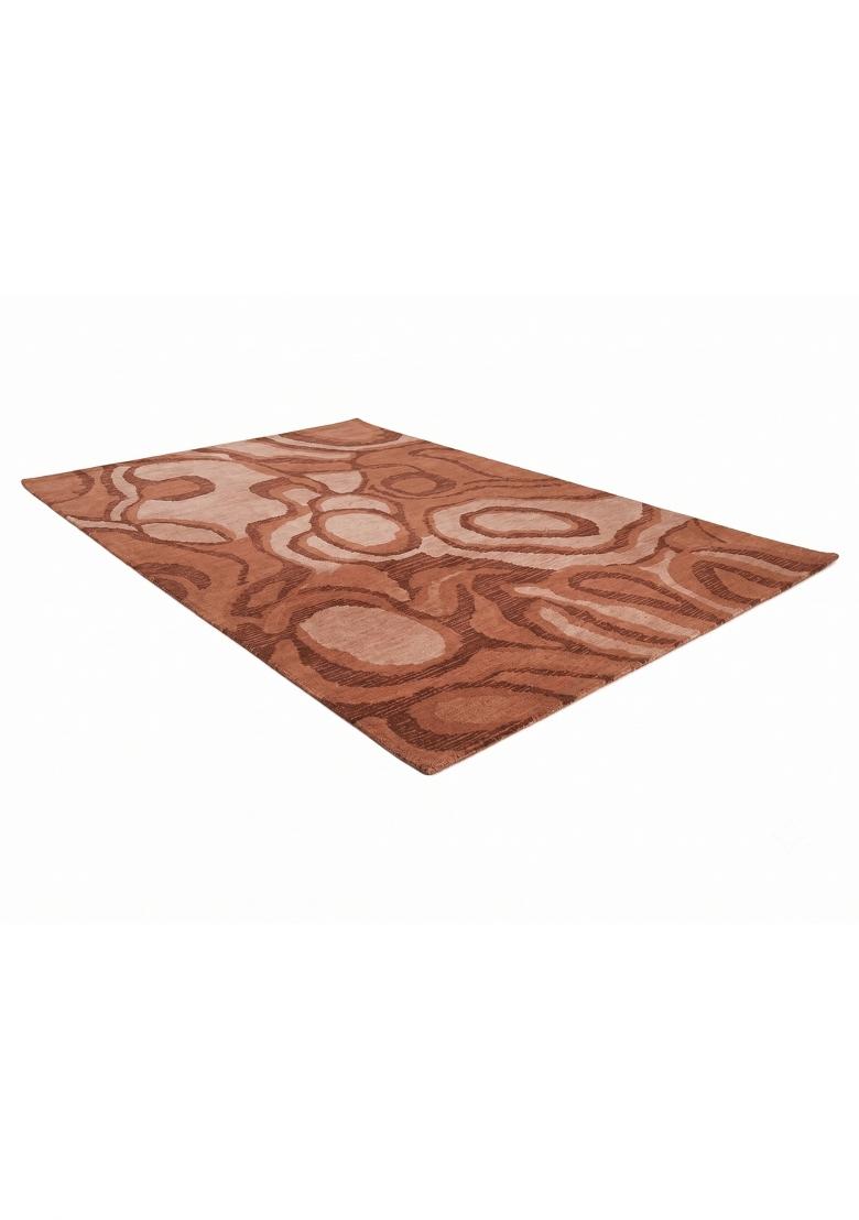 Saffron Rugs Hand Tufted Blush Pink Brown Swirls Contemporary Rectangular Wool Area Rug - Indya