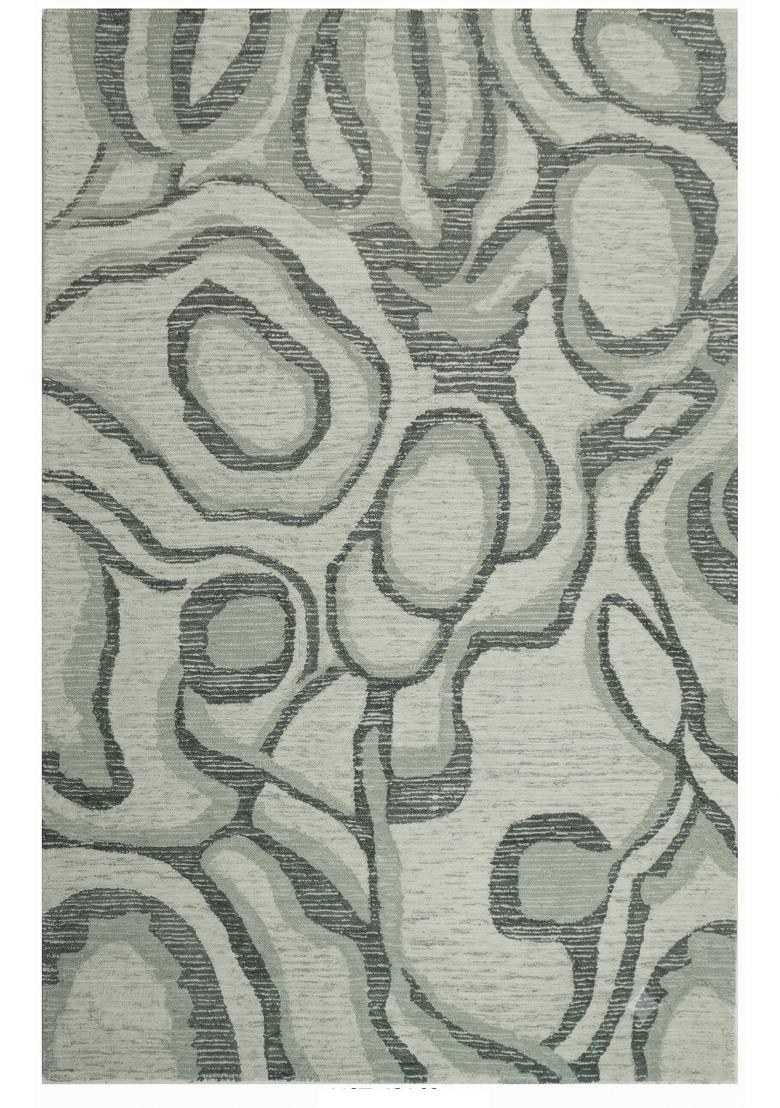 Saffron Rugs Hand Tufted Silver Grey Swirls Contemporary Rectangular Wool Area Rug - Indya