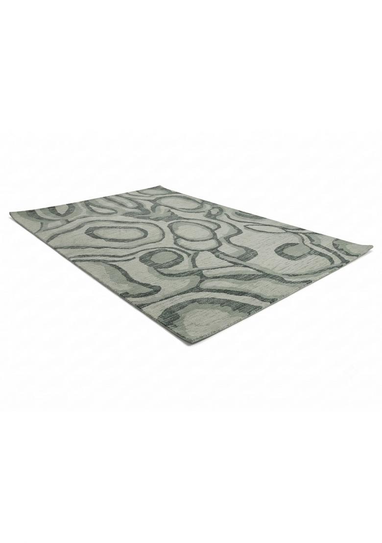 Saffron Rugs Hand Tufted Silver Grey Swirls Contemporary Rectangular Wool Area Rug - Indya