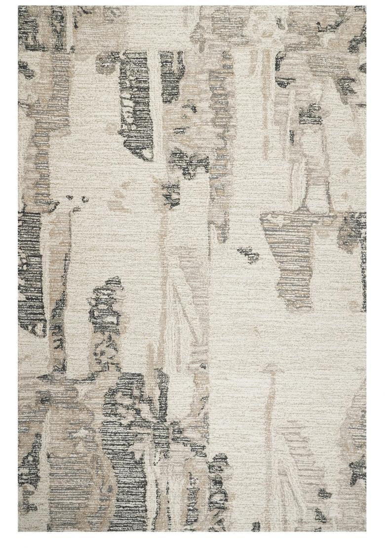 Saffron Rugs Hand Tufted Ivory Grey Geometric Contemporary Rectangular Wool Area Rug - Indya