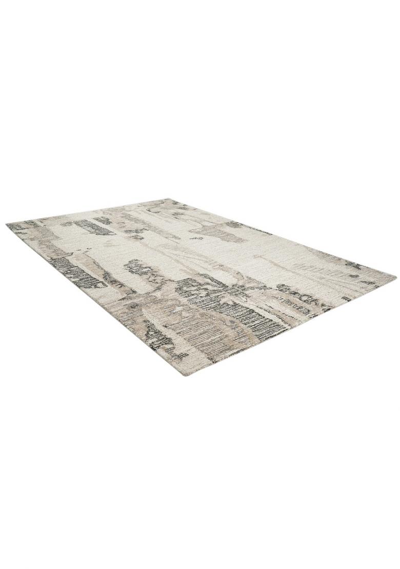 Saffron Rugs Hand Tufted Ivory Grey Geometric Contemporary Rectangular Wool Area Rug - Indya