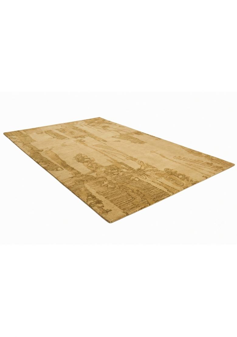 Saffron Rugs Hand Tufted Golden Beige Geometric Contemporary Rectangular Wool Area Rug - Indya