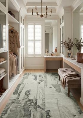 Saffron Rugs Hand Tufted Sage Grey Geometric Contemporary Rectangular Wool Area Rug