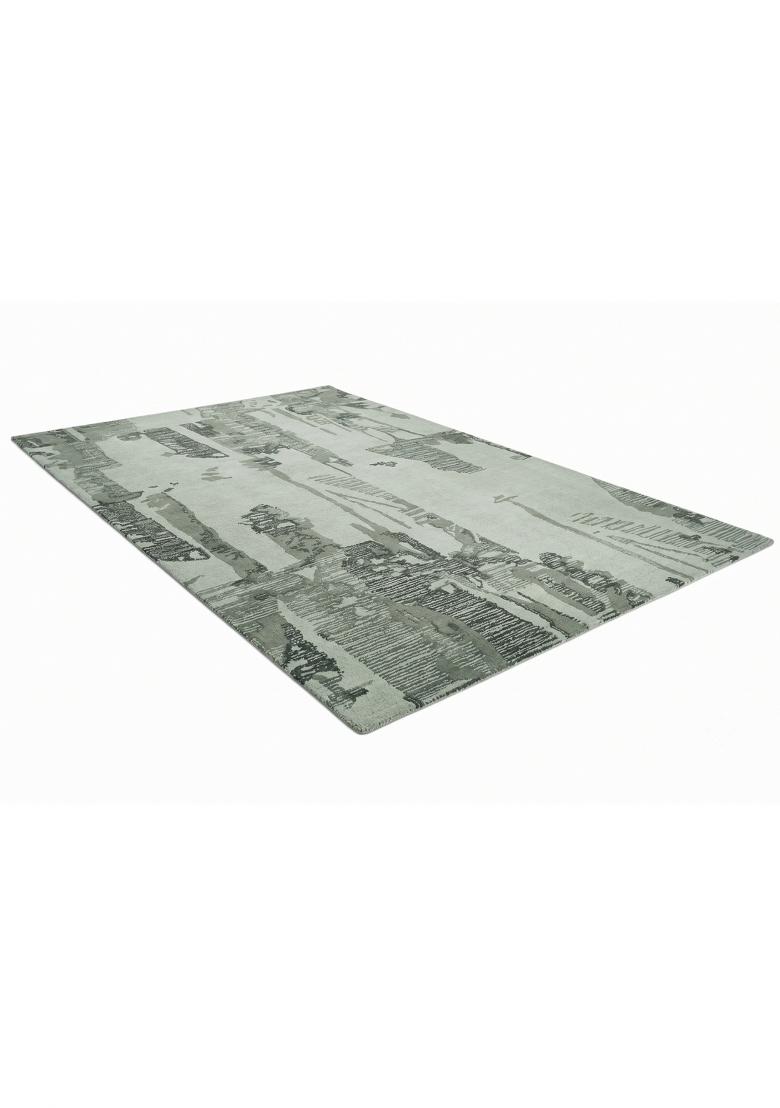 Saffron Rugs Hand Tufted Sage Grey Geometric Contemporary Rectangular Wool Area Rug - Indya