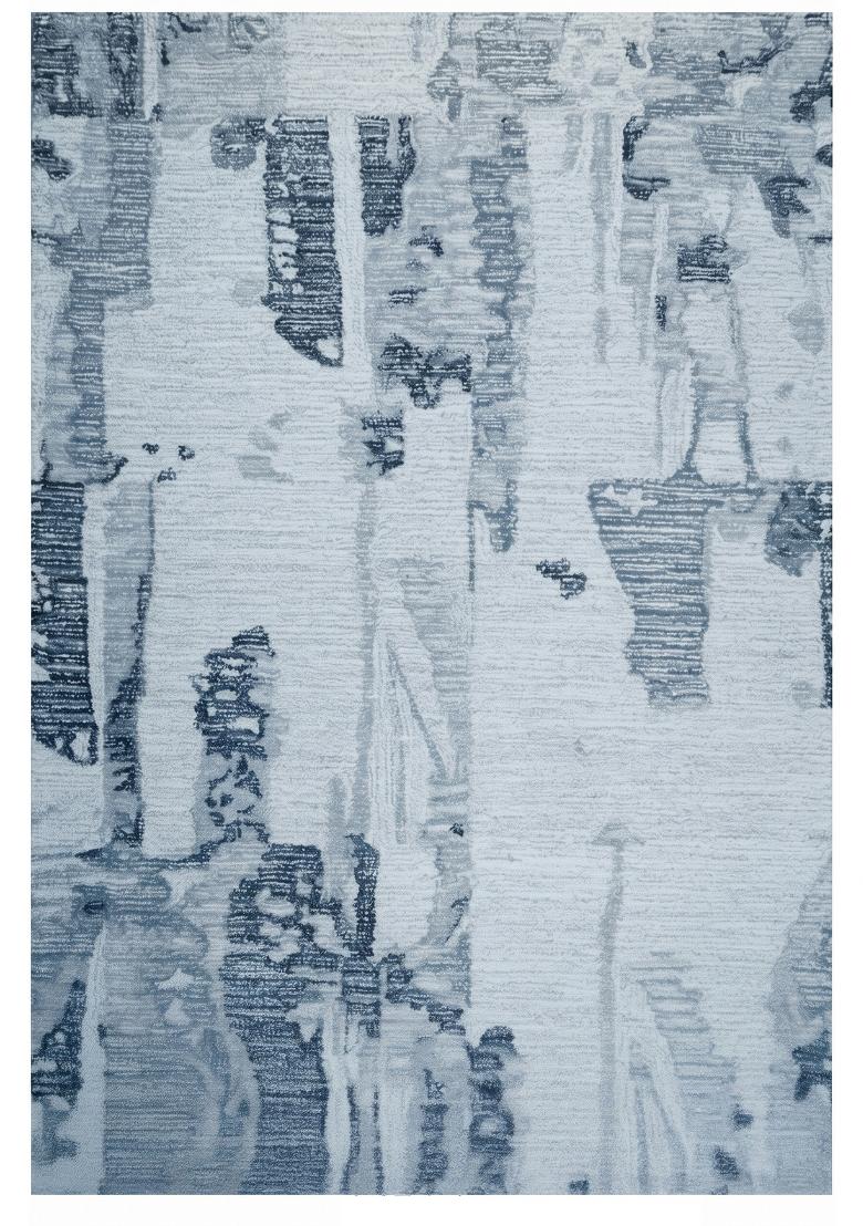 Saffron Rugs Hand Tufted Light Blue Grey Geometric Contemporary Rectangular Wool Area Rug - Indya