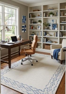 Saffron Rugs Hand Tufted Ivory Geometric Transitional Rectangular Wool Area Rug