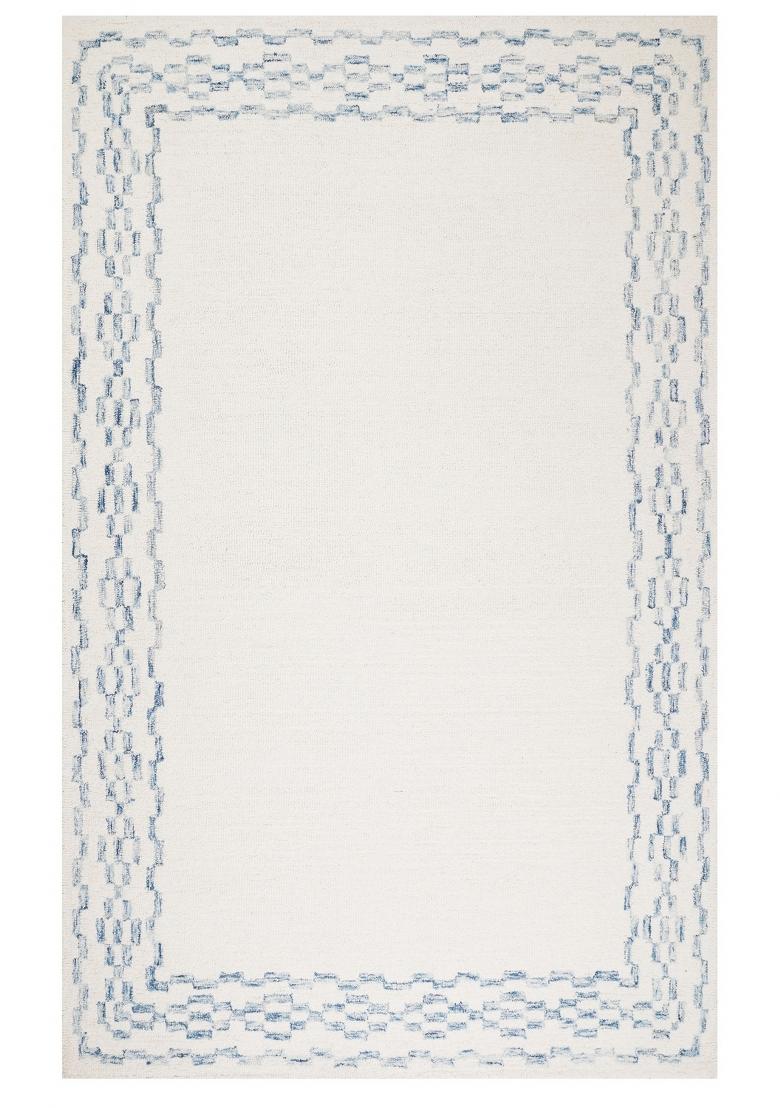 Saffron Rugs Hand Tufted Ivory Geometric Transitional Rectangular Wool Area Rug - Indya