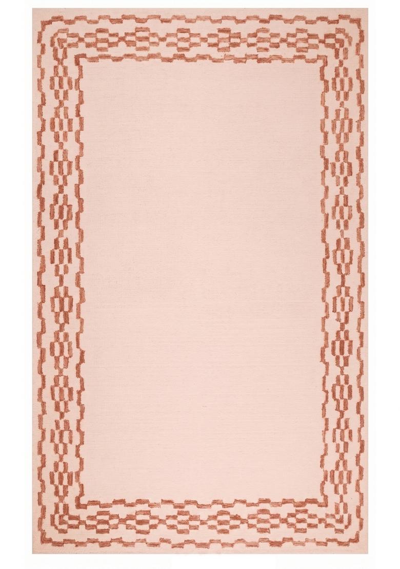 Saffron Rugs Hand Tufted Blush Pink Geometric Transitional Rectangular Wool Area Rug - Indya