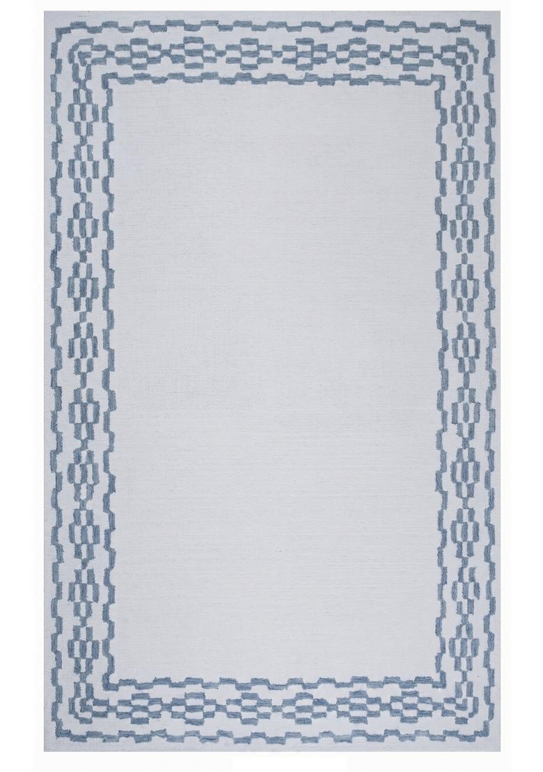 Saffron Rugs Hand Tufted Light Blue Grey Geometric Transitional Rectangular Wool Area Rug - Indya