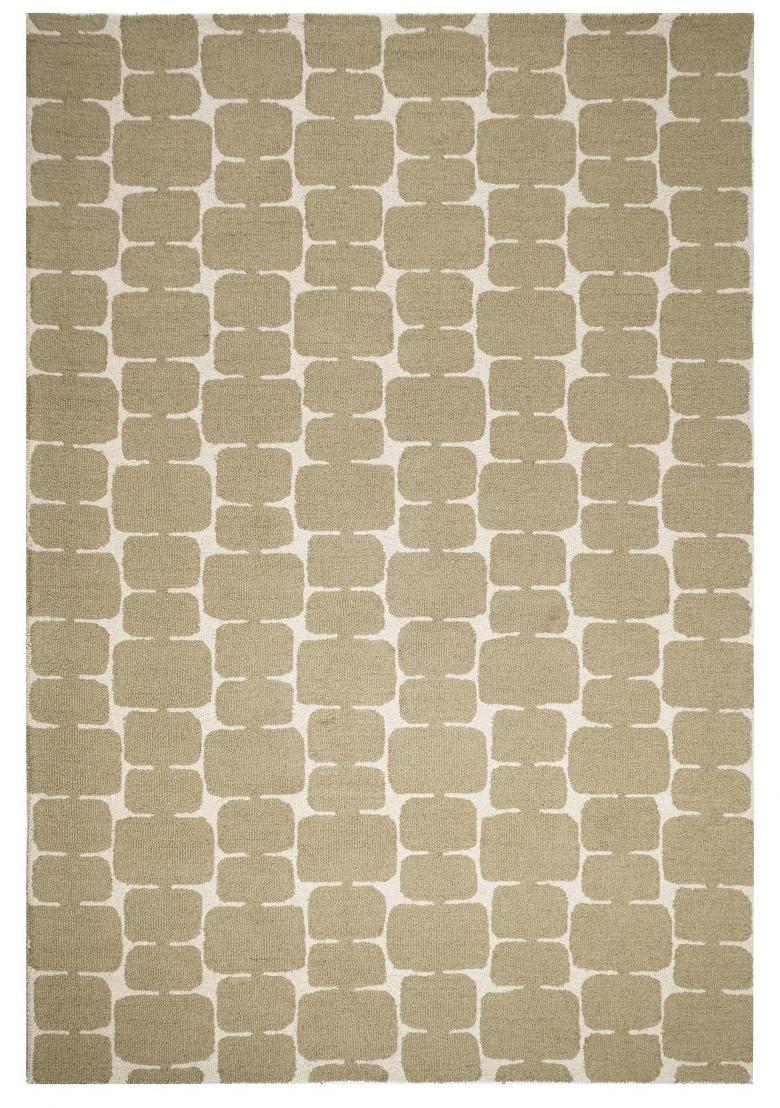 Saffron Rugs Hand Tufted Olive Tan Geometric Mid-Century Modern Rectangular Wool Area Rug - Indya
