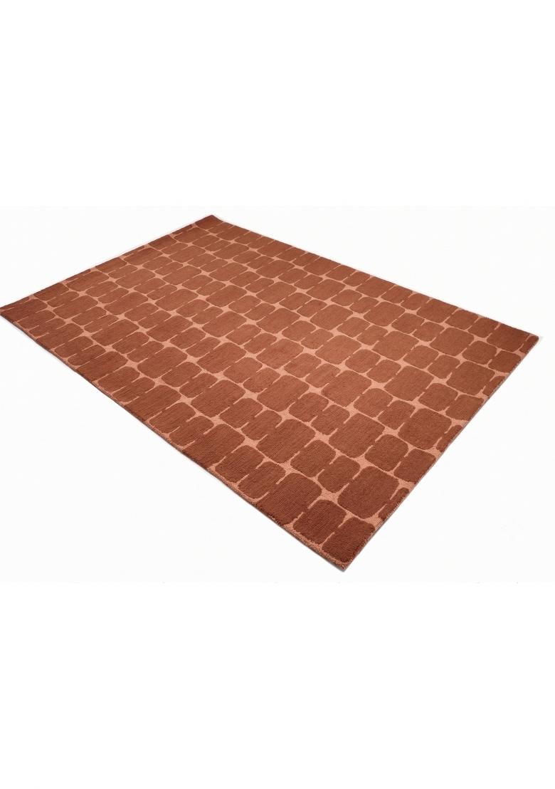 Saffron Rugs Hand Tufted Terracotta Geometric Mid-Century Modern Rectangular Wool Area Rug - Indya