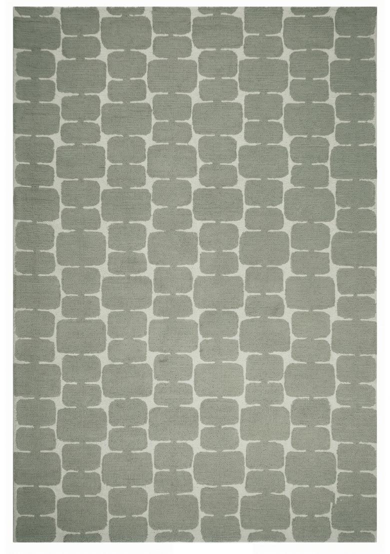 Saffron Rugs Hand Tufted Sage Green Geometric Mid-Century Modern Rectangular Wool Area Rug - Indya