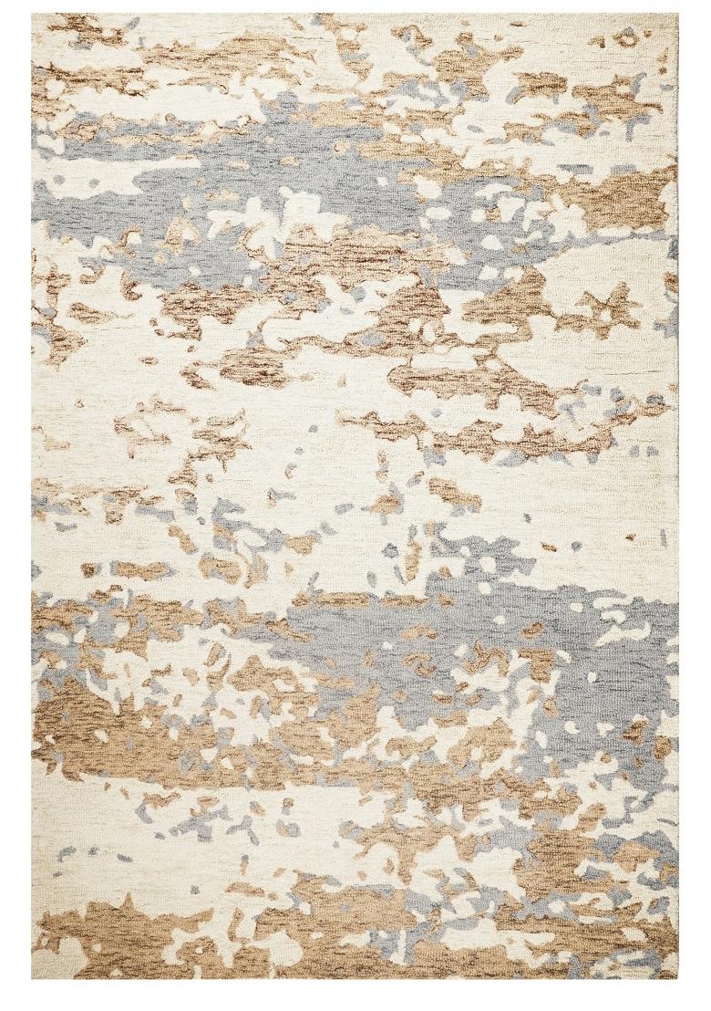Saffron Rugs Hand Tufted Ivory Cream Grey Marble Contemporary Rectangular Wool Area Rug - Indya