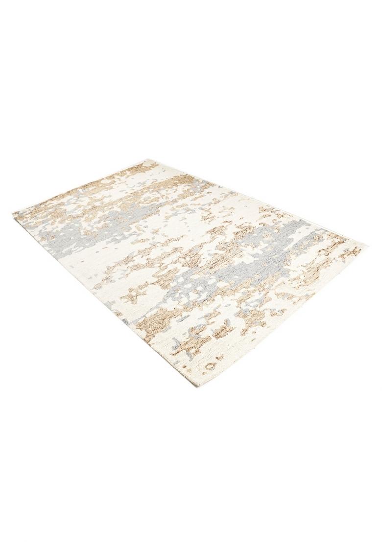 Saffron Rugs Hand Tufted Ivory Cream Grey Marble Contemporary Rectangular Wool Area Rug - Indya