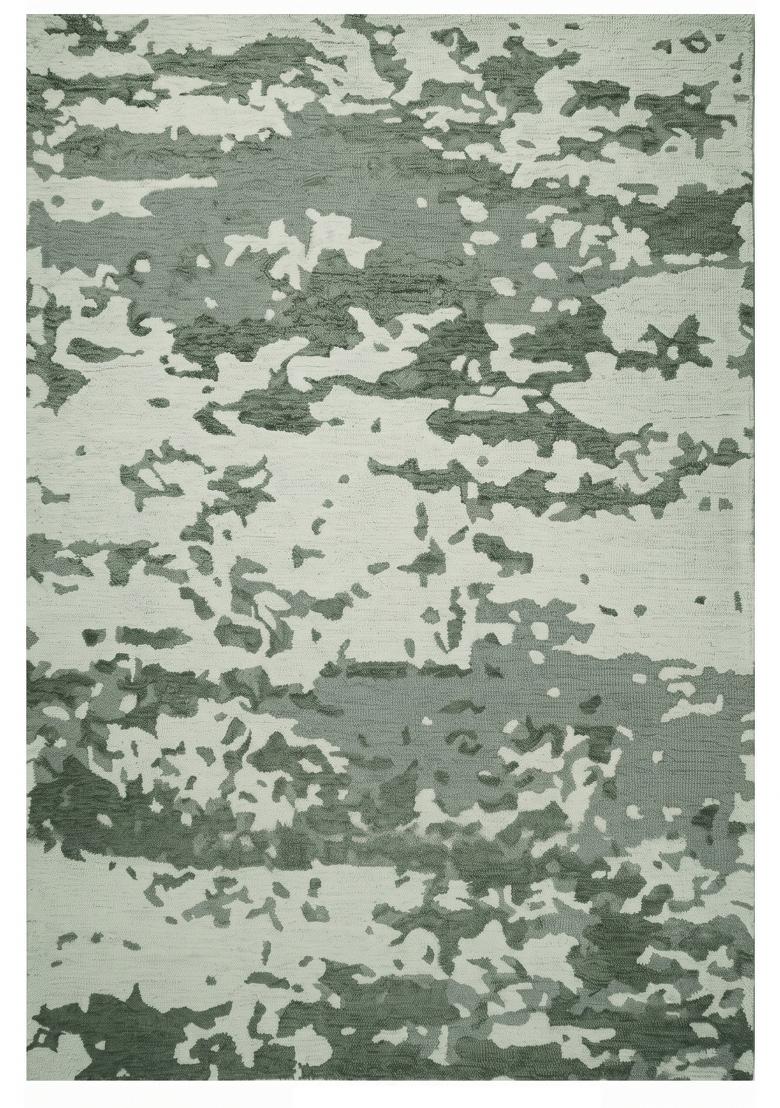 Saffron Rugs Hand Tufted Sage Green Marble Contemporary Rectangular Wool Area Rug - Indya