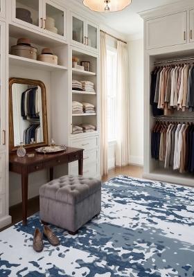 Saffron Rugs Hand Tufted Blue Grey White Marble Contemporary Rectangular Wool Area Rug